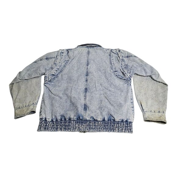Vintage Van Cort Denim Jacket M Acid Wash Distressed Stained Thrashed Bomber - Picture 9 of 16